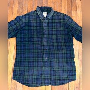L.L. Bean Men's Casual Green and Blue Checkered Shirt